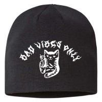 Bad Vibes Only Cat Drinking Rock Metal Style Sustainable Beanie
