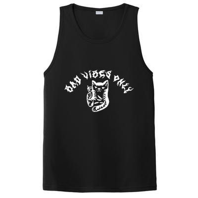 Bad Vibes Only Cat Drinking Rock Metal Style PosiCharge Competitor Tank