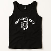 Bad Vibes Only Cat Drinking Rock Metal Style Tank Top