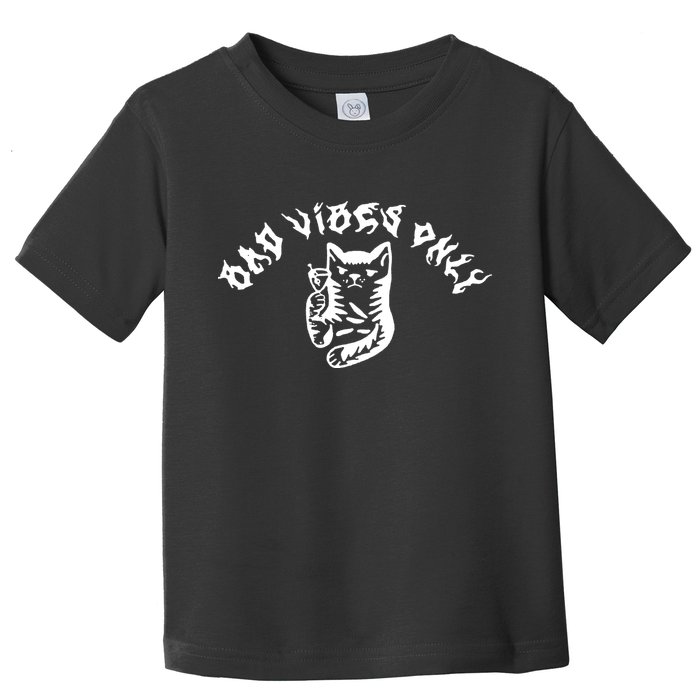 Bad Vibes Only Cat Drinking Rock Metal Style Toddler T-Shirt
