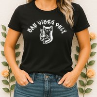 Bad Vibes Only Cat Drinking Rock Metal Style Womens T-Shirt