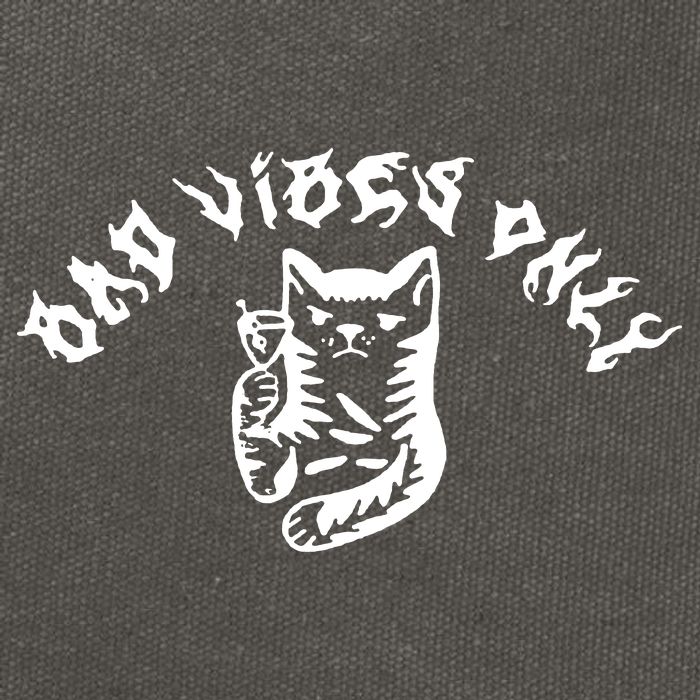 Bad Vibes Only Cat Drinking Rock Metal Style Cotton Canvas Backpack