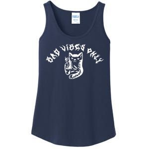 Bad Vibes Only Cat Drinking Rock Metal Style Ladies Essential Tank