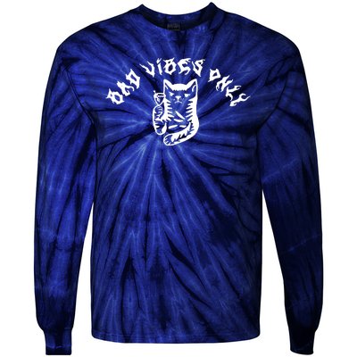 Bad Vibes Only Cat Drinking Rock Metal Style Tie-Dye Long Sleeve Shirt