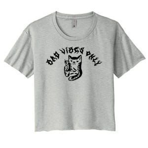 Bad Vibes Only Cat Drinking Rock Metal Style Women's Crop Top Tee