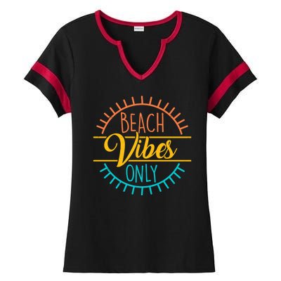 Beach Vibes Only Vacation Travel Ladies Halftime Notch Neck Tee