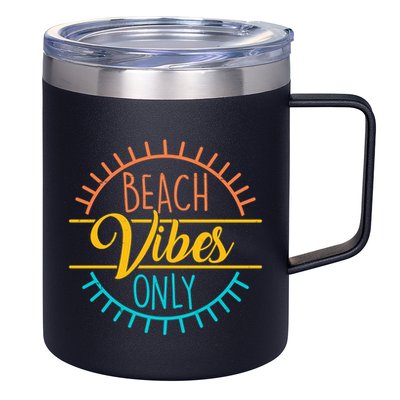 Beach Vibes Only Vacation Travel 12oz Stainless Steel Coffee Mug