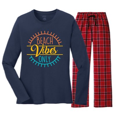 Beach Vibes Only Vacation Travel Women's Long Sleeve Flannel Pajama Set 