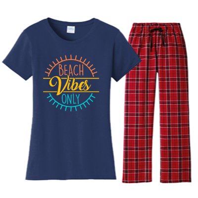 Beach Vibes Only Vacation Travel Women's Flannel Pajama Set