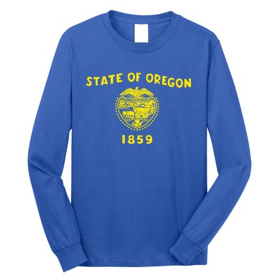 Blue Vintage Oregon Flag Gift Retro State Gift Usa Gift Long Sleeve Shirt