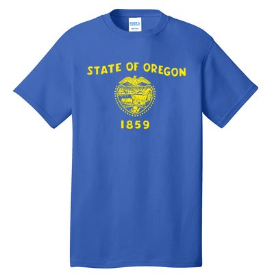 Blue Vintage Oregon Flag Gift Retro State Gift Usa Gift Tall T-Shirt