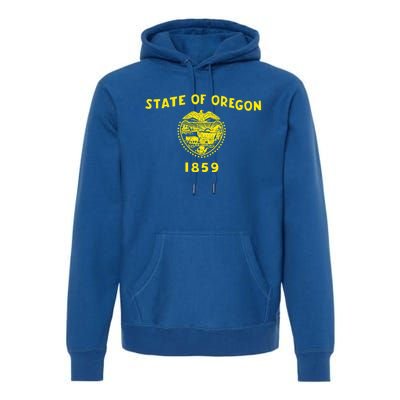 Blue Vintage Oregon Flag Gift Retro State Gift Usa Gift Premium Hoodie