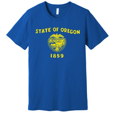 Blue Vintage Oregon Flag Gift Retro State Gift Usa Gift Premium T-Shirt