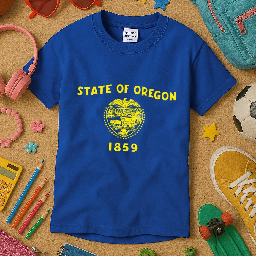 Blue Vintage Oregon Flag Gift Retro State Gift Usa Gift Kids T-Shirt