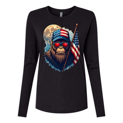 Bigfoot Veteran Patriotic Us Flag Womens Cotton Relaxed Long Sleeve T-Shirt