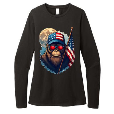 Bigfoot Veteran Patriotic Us Flag Womens CVC Long Sleeve Shirt