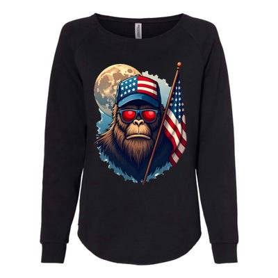 Bigfoot Veteran Patriotic Us Flag Womens California Wash Sweatshirt