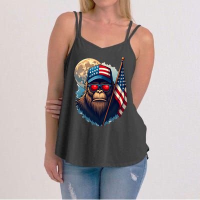 Bigfoot Veteran Patriotic Us Flag Women's Strappy Tank