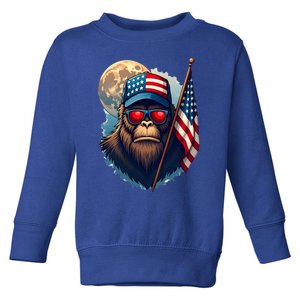 Bigfoot Veteran Patriotic Us Flag Toddler Sweatshirt