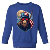 Bigfoot Veteran Patriotic Us Flag Toddler Sweatshirt