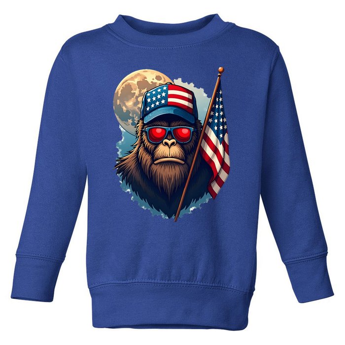 Bigfoot Veteran Patriotic Us Flag Toddler Sweatshirt