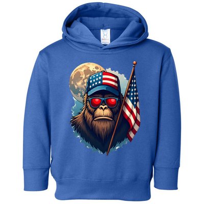 Bigfoot Veteran Patriotic Us Flag Toddler Hoodie