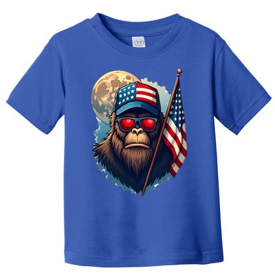 Bigfoot Veteran Patriotic Us Flag Toddler T-Shirt