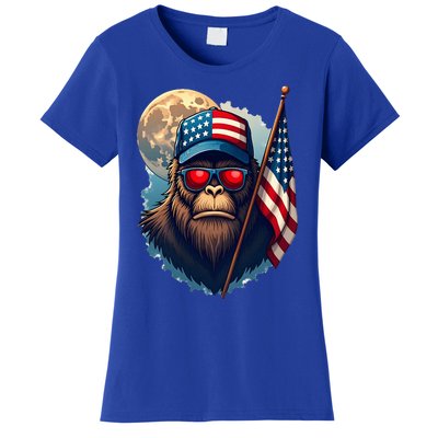 Bigfoot Veteran Patriotic Us Flag Women's T-Shirt