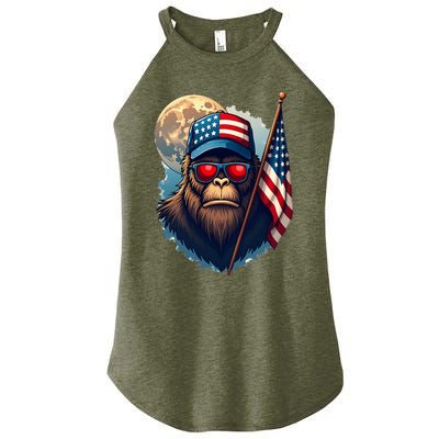 Bigfoot Veteran Patriotic Us Flag Women's Perfect Tri Rocker Tank