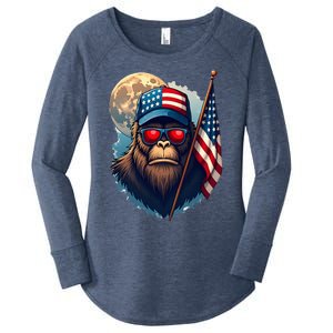 Bigfoot Veteran Patriotic Us Flag Women's Perfect Tri Tunic Long Sleeve Shirt