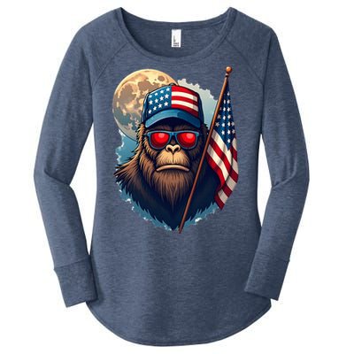 Bigfoot Veteran Patriotic Us Flag Women's Perfect Tri Tunic Long Sleeve Shirt