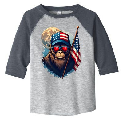 Bigfoot Veteran Patriotic Us Flag Toddler Fine Jersey T-Shirt