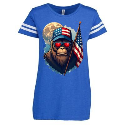 Bigfoot Veteran Patriotic Us Flag Enza Ladies Jersey Football T-Shirt