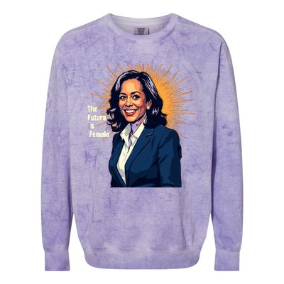 Bold Vibrant Portrait Of Kamala The Future Is Female Kamala Harris Portrait Colorblast Crewneck Sweatshirt