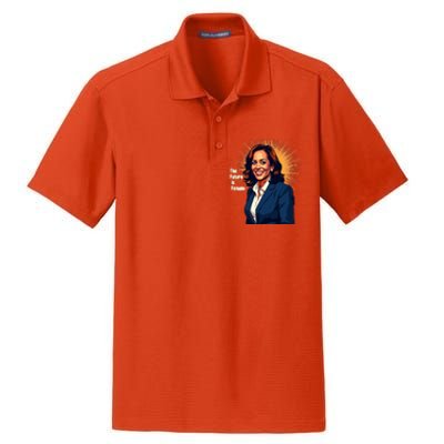 Bold Vibrant Portrait Of Kamala The Future Is Female Kamala Harris Portrait Dry Zone Grid Polo