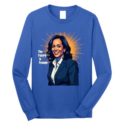 Bold Vibrant Portrait Of Kamala The Future Is Female Kamala Harris Portrait Long Sleeve Shirt