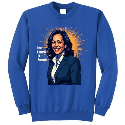 Bold Vibrant Portrait Of Kamala The Future Is Female Kamala Harris Portrait Sweatshirt