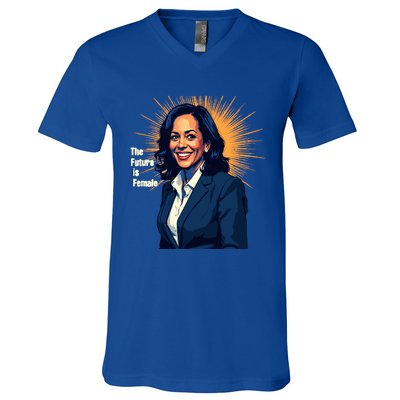 Bold Vibrant Portrait Of Kamala The Future Is Female Kamala Harris Portrait V-Neck T-Shirt