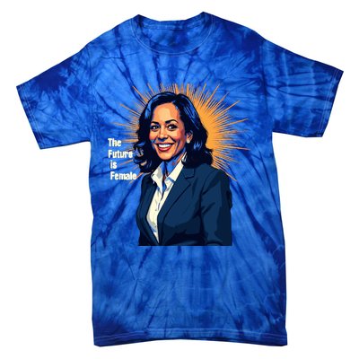 Bold Vibrant Portrait Of Kamala The Future Is Female Kamala Harris Portrait Tie-Dye T-Shirt