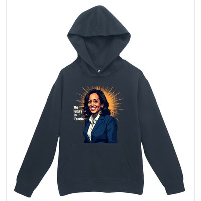 Bold Vibrant Portrait Of Kamala The Future Is Female Kamala Harris Portrait Urban Pullover Hoodie