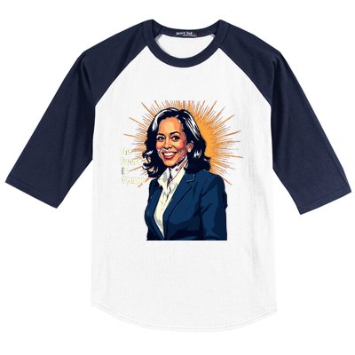 Bold Vibrant Portrait Of Kamala The Future Is Female Kamala Harris Portrait Baseball Sleeve Shirt