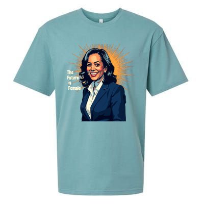 Bold Vibrant Portrait Of Kamala The Future Is Female Kamala Harris Portrait Sueded Cloud Jersey T-Shirt