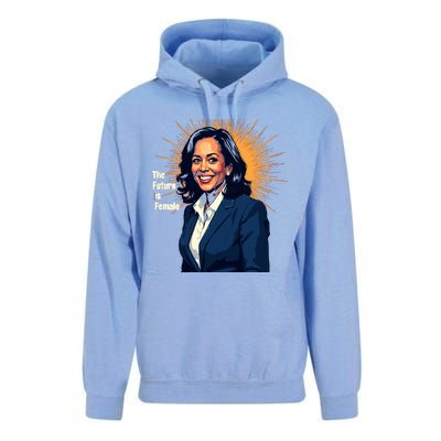 Bold Vibrant Portrait Of Kamala The Future Is Female Kamala Harris Portrait Unisex Surf Hoodie