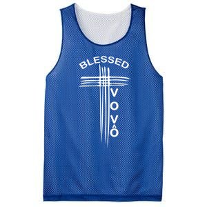 Blessed Vovo Portuguese Grandpa Christian Cross Gift Mesh Reversible Basketball Jersey Tank