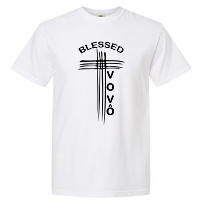 Blessed Vovo Portuguese Grandpa Christian Cross Gift Garment-Dyed Heavyweight T-Shirt