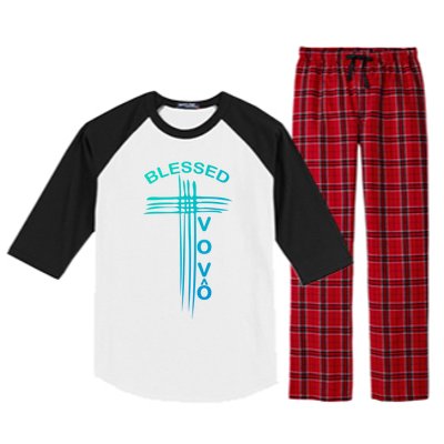 Blessed Vovo Portuguese Grandpa Christian Cross Gift Raglan Sleeve Pajama Set