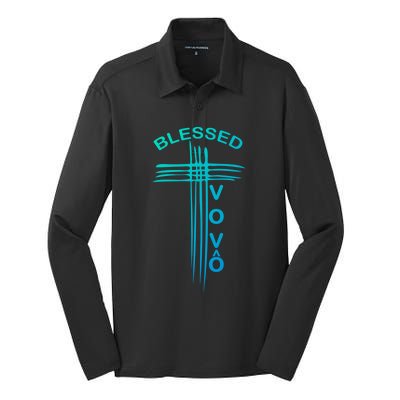 Blessed Vovo Portuguese Grandpa Christian Cross Gift Silk Touch Performance Long Sleeve Polo