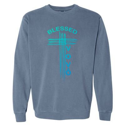 Blessed Vovo Portuguese Grandpa Christian Cross Gift Garment-Dyed Sweatshirt