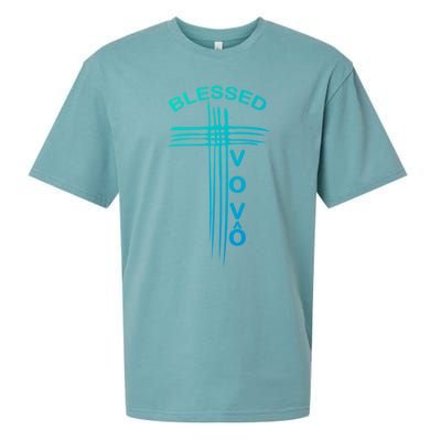 Blessed Vovo Portuguese Grandpa Christian Cross Gift Sueded Cloud Jersey T-Shirt