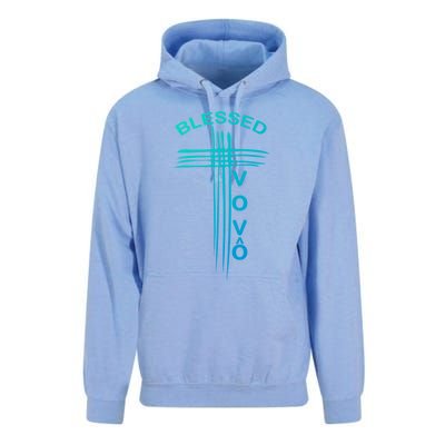 Blessed Vovo Portuguese Grandpa Christian Cross Gift Unisex Surf Hoodie